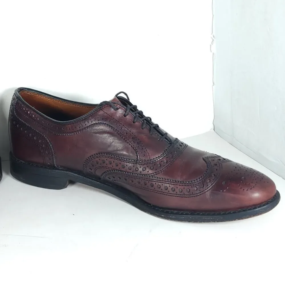 Allen Edmonds Mens McAllister US9,5C Burgandy Leather Wingtip Brogue Dress Shoes